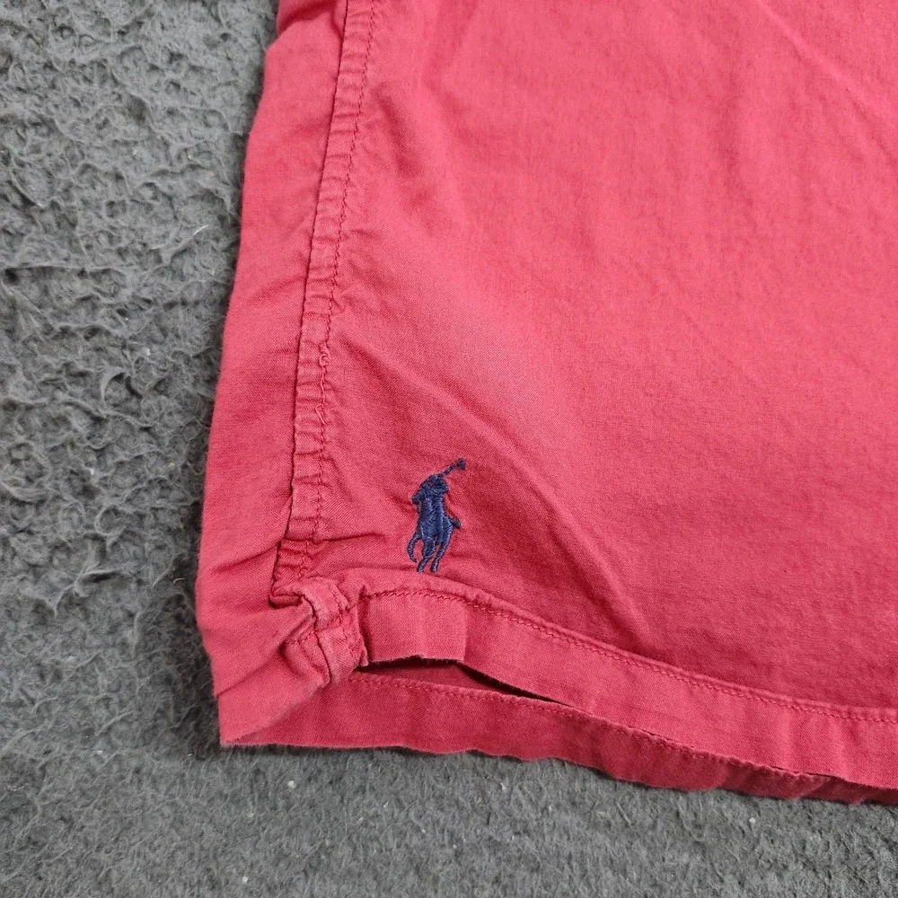 Polo Ralph Lauren Mens Classic Fit Short Sleeve Camp Shirt Salmon Red Medium
